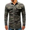 imageCHARTOU Mens Camo Button Denim Shirt Military Long Sleeve Outdoor Cargo Shirt with PocketsCamo