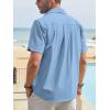 imageCHARTOU Mens Casual Cotton Linen Cuban Striped Button Down Guayabera ShirtLight Blue