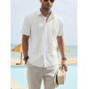 imageCHARTOU Mens Casual Cotton Linen Cuban Striped Button Down Guayabera ShirtWhite