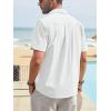 imageCHARTOU Mens Casual Cotton Linen Cuban Striped Button Down Guayabera ShirtWhite