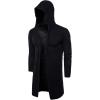 imageCHARTOU Mens Hooded Long Sleeve Open Front Midi Long Knitted CardiganBlack