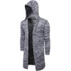 imageCHARTOU Mens Hooded Long Sleeve Open Front Midi Long Knitted CardiganGrey