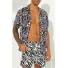 imageCHARTOU Mens Summer Spread Collar Short Sleeve Leopard Print Loose Fit Beach ShirtBlack