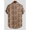imageCHARTOU Mens Summer Spread Collar Short Sleeve Leopard Print Loose Fit Beach ShirtBrown