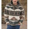 imageCHARTOU Mens Thermal Fluffy Hoodies 14 Zipper Faux Fur Sherpa Aztec Print Sweatshirt PulloverBrown