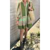 imageCHARTOU Summer Casual Short Dress for Women 34 Sleeve Green Floral Boho Tunic Shirt DressGreen