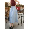 imageCHARTOU Vintage Long Jean Skirt for Women Denim A Line Skirt Ruffle High Waist Flared Pleated Jean SkirtLight Blue