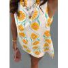 imageCHARTOU Women 2025 Summer Sleeveless Floral Short Shift Dress Cotton Linen Loose Tank DressYellow
