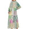 imageCHARTOU Women Boho Floral Printed Long Dress Summer Lantern Half Sleeve Beach Flowy Loose Swing SundressDark Green