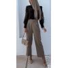 imageCHARTOU Women Business Blouse Hollow Out Eyelet Lace Embroidery Sleeve Patchwork Dressy Shirt TopsBlack