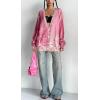 imageCHARTOU Women Cardigan Sweater Oversized TieDyed Distressed Open Front Cardigan Knit Y2k Tops Street WearPink