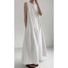 imageCHARTOU Women Casual Cotton Linen Sleeveless Maxi Dress Ruffle Shift Dress Flowy Beach Summer Long Tank DressWhite
