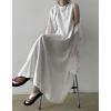 imageCHARTOU Women Casual Cotton Linen Sleeveless Maxi Dress Ruffle Shift Dress Flowy Beach Summer Long Tank DressWhite