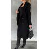 imageCHARTOU Women Casual Double Breasted Mid Long Pea Coat Winter Notched Lapel Wool Coat Jacket OvercoatBlack