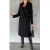 imageCHARTOU Women Casual Double Breasted Mid Long Pea Coat Winter Notched Lapel Wool Coat Jacket OvercoatBlack