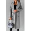 imageCHARTOU Women Casual Double Breasted Mid Long Pea Coat Winter Notched Lapel Wool Coat Jacket OvercoatGrey