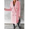 imageCHARTOU Women Casual Double Breasted Mid Long Pea Coat Winter Notched Lapel Wool Coat Jacket OvercoatPink