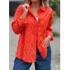 imageCHARTOU Women Casual Eyelet Lace Blouse Shirt Crochet Top Embroidery Hollow Out Long Sleeve Button Down Shirt BlouseRed
