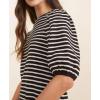 imageCHARTOU Women Casual Stripe T Shirt Dress Summer Puff Half Sleeve Tunic Shirt DressBlack