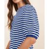 imageCHARTOU Women Casual Stripe T Shirt Dress Summer Puff Half Sleeve Tunic Shirt DressBlue