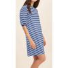 imageCHARTOU Women Casual Stripe T Shirt Dress Summer Puff Half Sleeve Tunic Shirt DressBlue