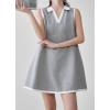 imageCHARTOU Women Causal Loose Fit Tennis Golf Mini Dress Summer Sleeveless Tunic Shirt Dress with PocketsGrey