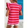 imageCHARTOU Women Color Block Stripes Summer Top Crew Neck Flutter Sleeve Casual Loose Tunic PulloverRed