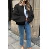 imageCHARTOU Women Cropped Wool Blend Pea Coat Short Jacket Peacoat Long Sleeve Button Down Crop JacketBlack