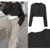 imageCHARTOU Women Cropped Wool Blend Pea Coat Short Jacket Peacoat Long Sleeve Button Down Crop JacketBlack