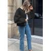 imageCHARTOU Women Cropped Wool Blend Pea Coat Short Jacket Peacoat Long Sleeve Button Down Crop JacketBlack