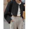 imageCHARTOU Women Cropped Wool Blend Pea Coat Short Jacket Peacoat Long Sleeve Button Down Crop JacketBlack