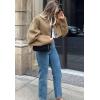 imageCHARTOU Women Cropped Wool Blend Pea Coat Short Jacket Peacoat Long Sleeve Button Down Crop JacketCamel