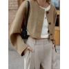 imageCHARTOU Women Cropped Wool Blend Pea Coat Short Jacket Peacoat Long Sleeve Button Down Crop JacketCamel