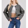 imageCHARTOU Women Cropped Wool Blend Pea Coat Short Jacket Peacoat Long Sleeve Button Down Crop JacketGrey