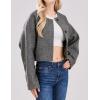 imageCHARTOU Women Cropped Wool Blend Pea Coat Short Jacket Peacoat Long Sleeve Button Down Crop JacketGrey