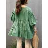 imageCHARTOU Women Elegant 34 Sleeve Ruffle Shirts Botton Down Babydoll Blouse Loose Flowy Tunic Lightweight TopArmy Green