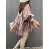 imageCHARTOU Women Elegant 34 Sleeve Ruffle Shirts Botton Down Babydoll Blouse Loose Flowy Tunic Lightweight TopLight Purple
