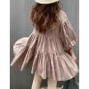 imageCHARTOU Women Elegant 34 Sleeve Ruffle Shirts Botton Down Babydoll Blouse Loose Flowy Tunic Lightweight TopLight Purple