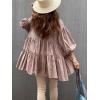 imageCHARTOU Women Elegant 34 Sleeve Ruffle Shirts Botton Down Babydoll Blouse Loose Flowy Tunic Lightweight TopLight Purple