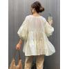 imageCHARTOU Women Elegant 34 Sleeve Ruffle Shirts Botton Down Babydoll Blouse Loose Flowy Tunic Lightweight TopWhite