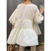 imageCHARTOU Women Elegant 34 Sleeve Ruffle Shirts Botton Down Babydoll Blouse Loose Flowy Tunic Lightweight TopWhite