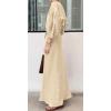 imageCHARTOU Women Elegant Long Dress Boat Neck 34 Lantern Sleeve Cotton Linen Dress with BeltApricot