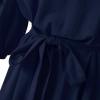 imageCHARTOU Women Elegant Long Dress Boat Neck 34 Lantern Sleeve Cotton Linen Dress with BeltNavy