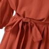 imageCHARTOU Women Elegant Long Dress Boat Neck 34 Lantern Sleeve Cotton Linen Dress with BeltOrange
