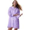 imageCHARTOU Women Eyelet Lace Dress Button Down Shirt Loose Fit Summer Casual Mini DressPurple
