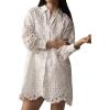 imageCHARTOU Women Eyelet Lace Dress Button Down Shirt Loose Fit Summer Casual Mini DressWhite