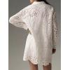 imageCHARTOU Women Eyelet Lace Dress Button Down Shirt Loose Fit Summer Casual Mini DressWhite