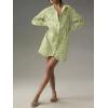 imageCHARTOU Women Eyelet Lace Dress Button Down Shirt Loose Fit Summer Casual Mini DressYellow