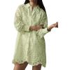 imageCHARTOU Women Eyelet Lace Dress Button Down Shirt Loose Fit Summer Casual Mini DressYellow