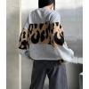 imageCHARTOU Women Fall Winter Leopard Sweater Casual Oversized Crew Neck Long Sleeve Pullover Sweater Knitted TopsGrey